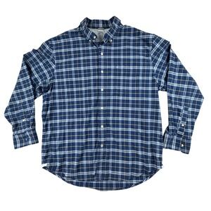 IZOD‎ Saltwater Mens XL Blue Plaid Stretch Long Sleeve Button Down Shirt